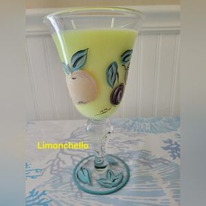 Hand-Painted Pedestal Glass with a Limoncello Soy Candle